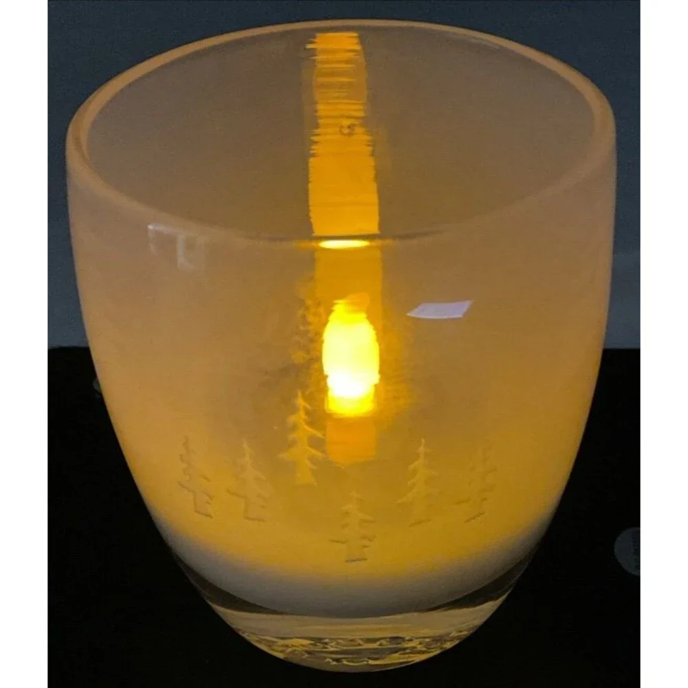 Retired Pre-Triskelion Glassybaby “Forest Walk” Name Disc Tealight Bellybutton